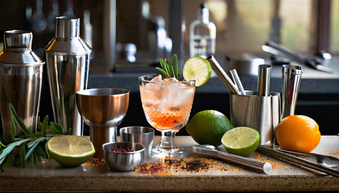 ingredients and tools for mixology course